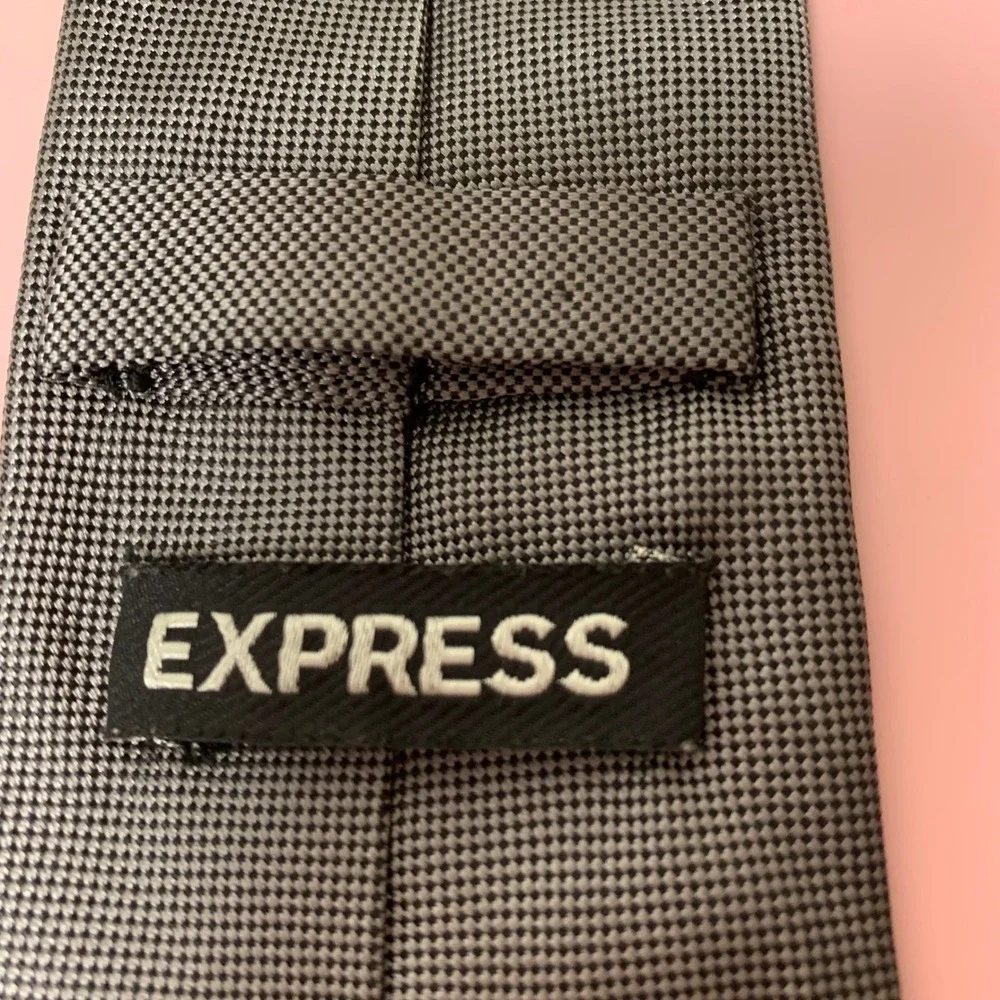 Express Necktie Mens OS Charcoal Grey Excellent Micro-Textured Skinny Tie 12649